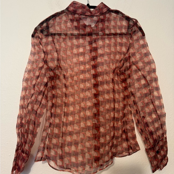 Zara Printed Organza Blouse Small - Picture 7 of 10